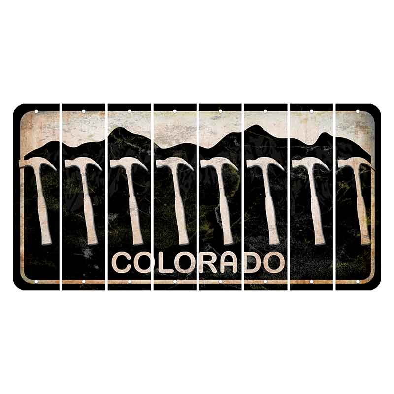 Colorado Black|White Mountains Cut License Plate Strips (Set of 8)