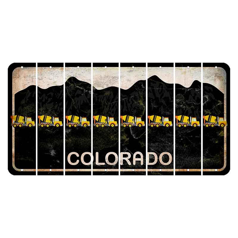 Colorado Black|White Mountains Cut License Plate Strips (Set of 8)