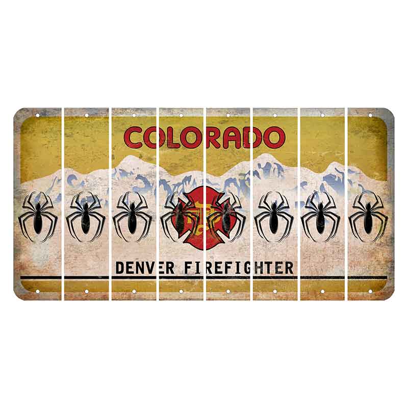 Colorado Denver Firefighter Cut License Plate Strips (Set of 8) Spider