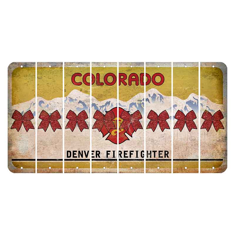 Colorado Denver Firefighter Cut License Plate Strips (Set of 8) Cheer Bow