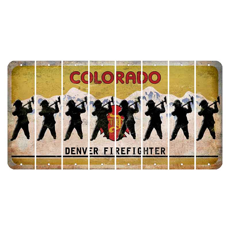 Colorado Denver Firefighter Cut License Plate Strips (Set of 8)