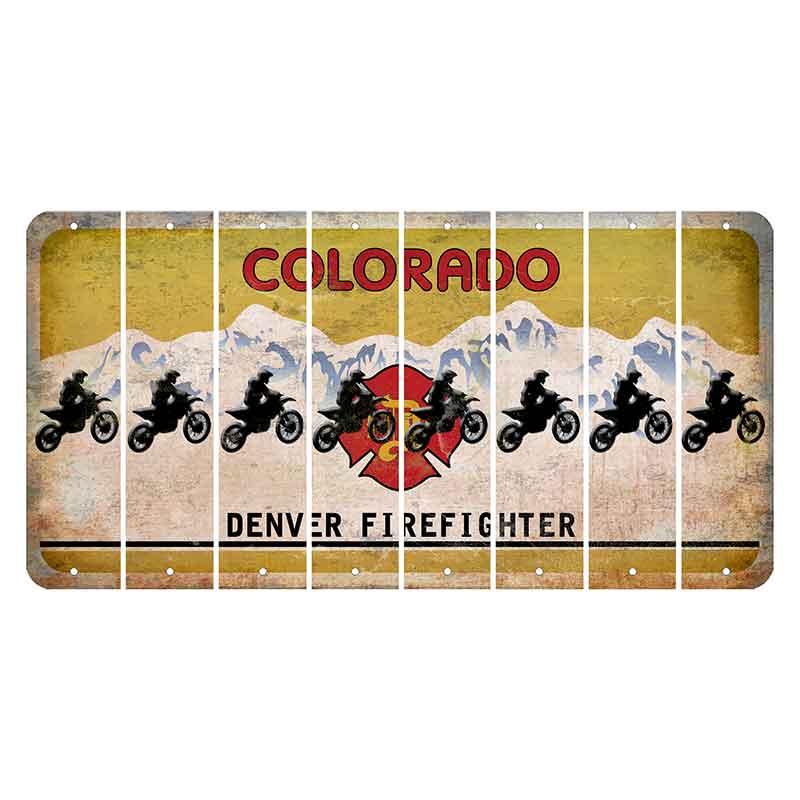 Colorado Denver Firefighter Cut License Plate Strips (Set of 8) Dirtbike Rider