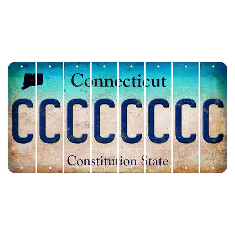 Connecticut Constitution State Cut License Plate Strips (Set of 8)