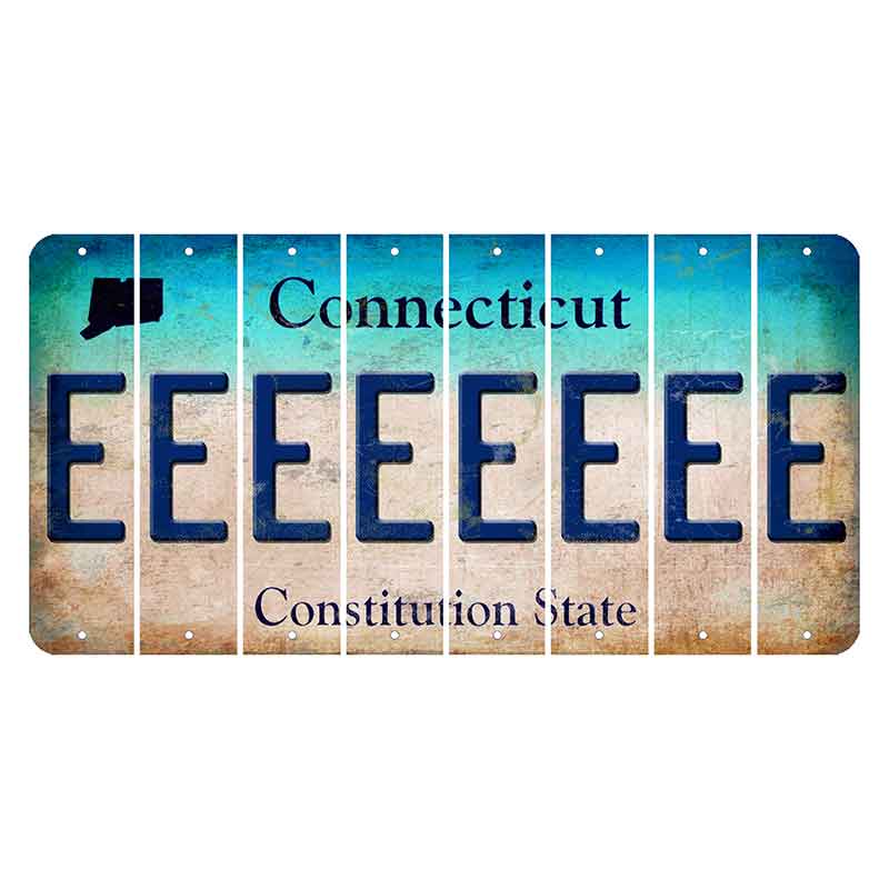 Connecticut Constitution State Cut License Plate Strips (Set of 8)