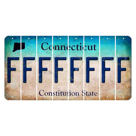 Connecticut Constitution State Cut License Plate Strips (Set of 8)