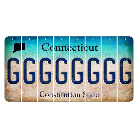 Connecticut Constitution State Cut License Plate Strips (Set of 8)