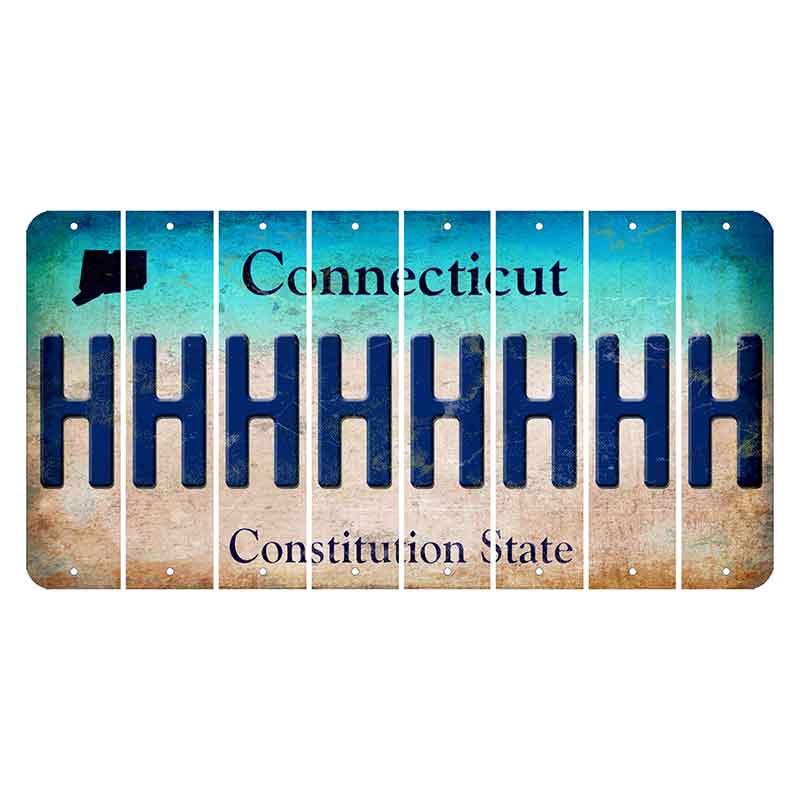 Connecticut Constitution State Cut License Plate Strips (Set of 8)