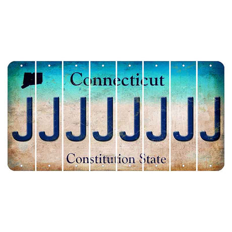 Connecticut Constitution State Cut License Plate Strips (Set of 8)