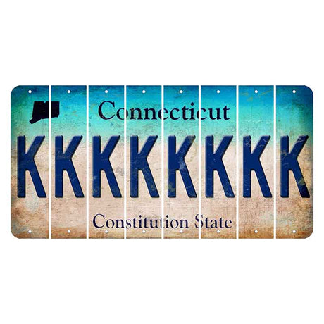 Connecticut Constitution State Cut License Plate Strips (Set of 8)