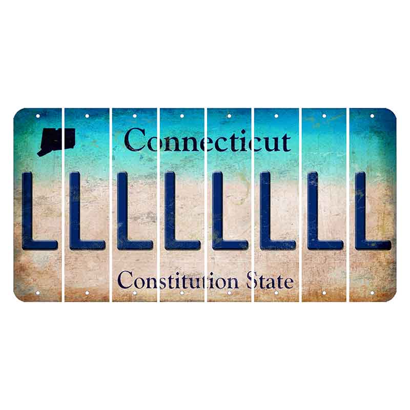 Connecticut Constitution State Cut License Plate Strips (Set of 8)