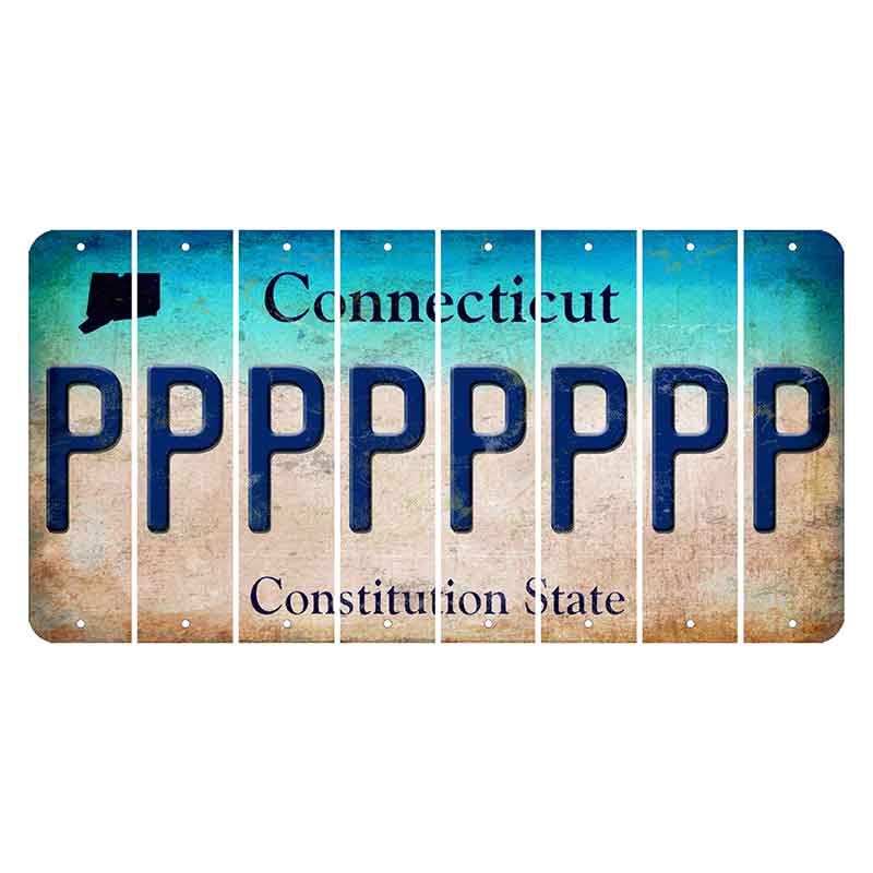 Connecticut Constitution State Cut License Plate Strips (Set of 8)