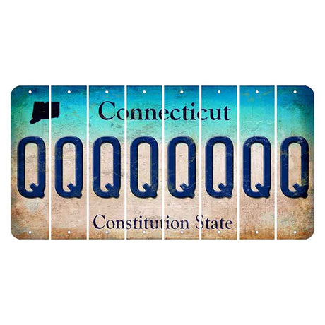 Connecticut Constitution State Cut License Plate Strips (Set of 8)