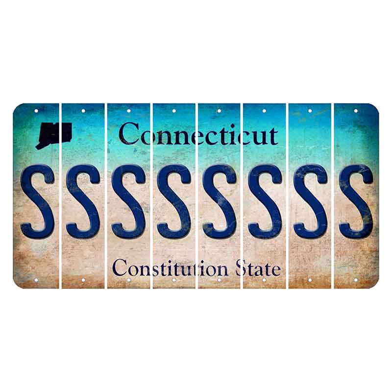 Connecticut Constitution State Cut License Plate Strips (Set of 8)