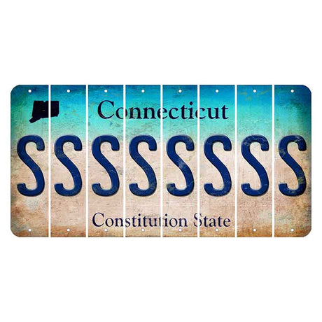 Connecticut Constitution State Cut License Plate Strips (Set of 8)