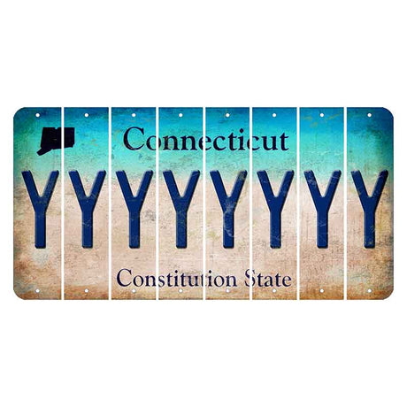 Connecticut Constitution State Cut License Plate Strips (Set of 8)