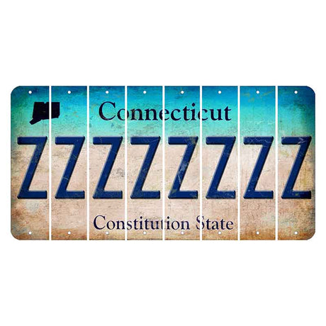 Connecticut Constitution State Cut License Plate Strips (Set of 8)