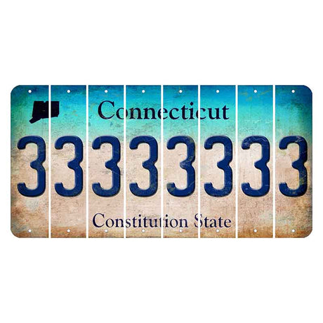 Connecticut Constitution State Cut License Plate Strips (Set of 8)