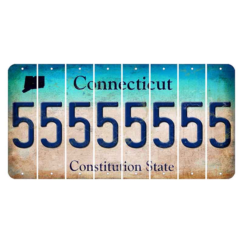 Connecticut Constitution State Cut License Plate Strips (Set of 8)