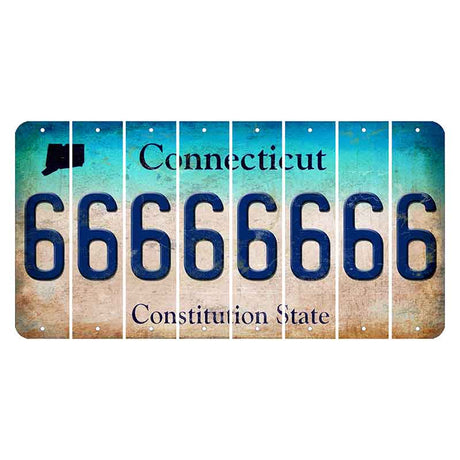 Connecticut Constitution State Cut License Plate Strips (Set of 8)