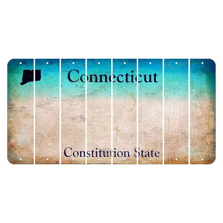 Connecticut Constitution State Cut License Plate Strips (Set of 8)