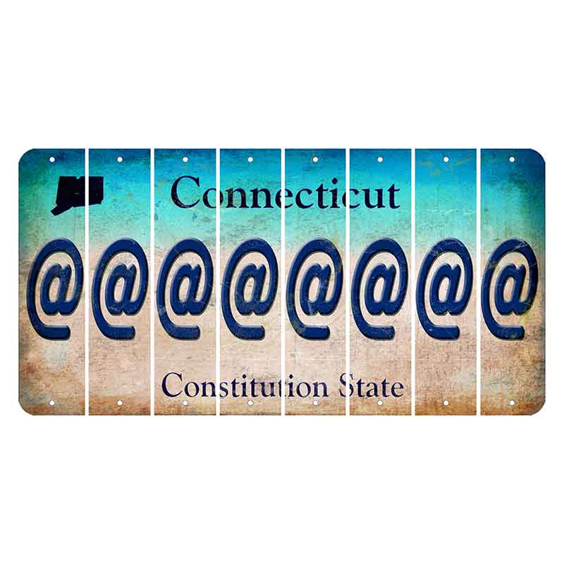 Connecticut Constitution State Cut License Plate Strips (Set of 8)