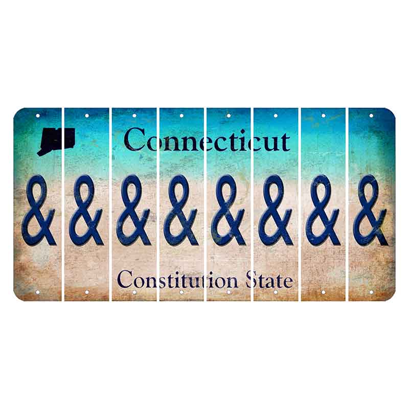 Connecticut Constitution State Cut License Plate Strips (Set of 8)