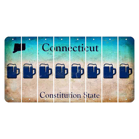 Connecticut Constitution State Cut License Plate Strips (Set of 8)