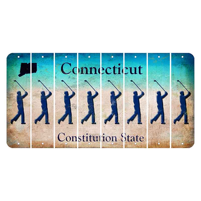 Connecticut Constitution State Cut License Plate Strips (Set of 8)