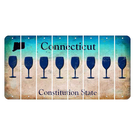 Connecticut Constitution State Cut License Plate Strips (Set of 8)