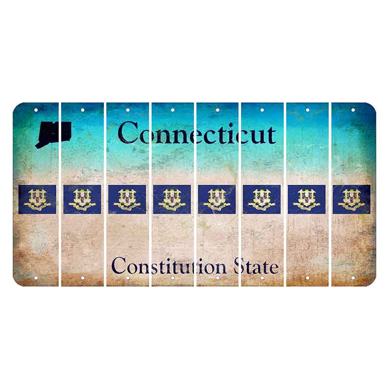 Connecticut Constitution State Cut License Plate Strips (Set of 8)