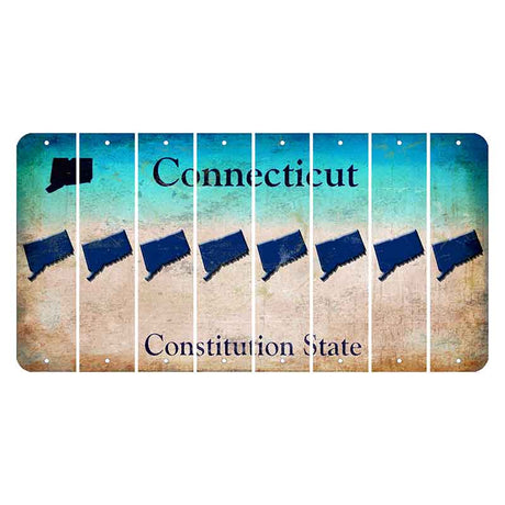 Connecticut Constitution State Cut License Plate Strips (Set of 8)