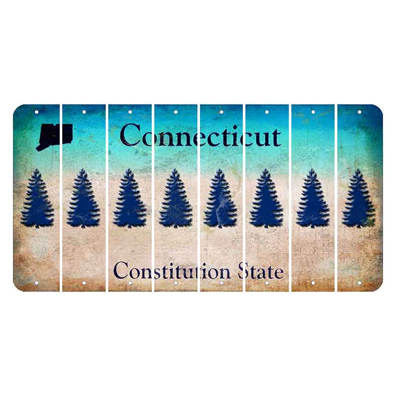 Connecticut Constitution State Cut License Plate Strips (Set of 8)