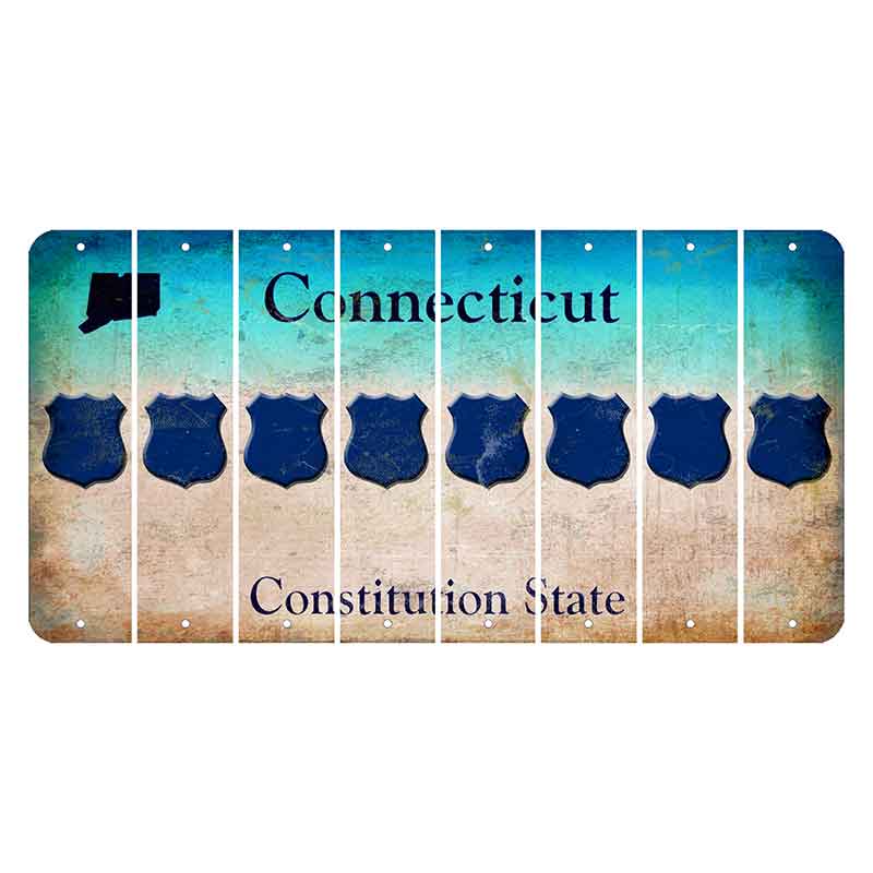 Connecticut Constitution State Cut License Plate Strips (Set of 8)