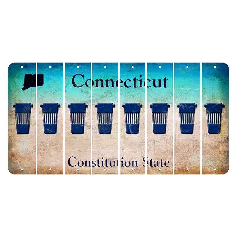 Connecticut Constitution State Cut License Plate Strips (Set of 8)