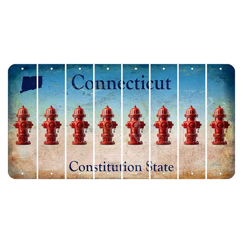 Connecticut Constitution State Cut License Plate Strips (Set of 8)