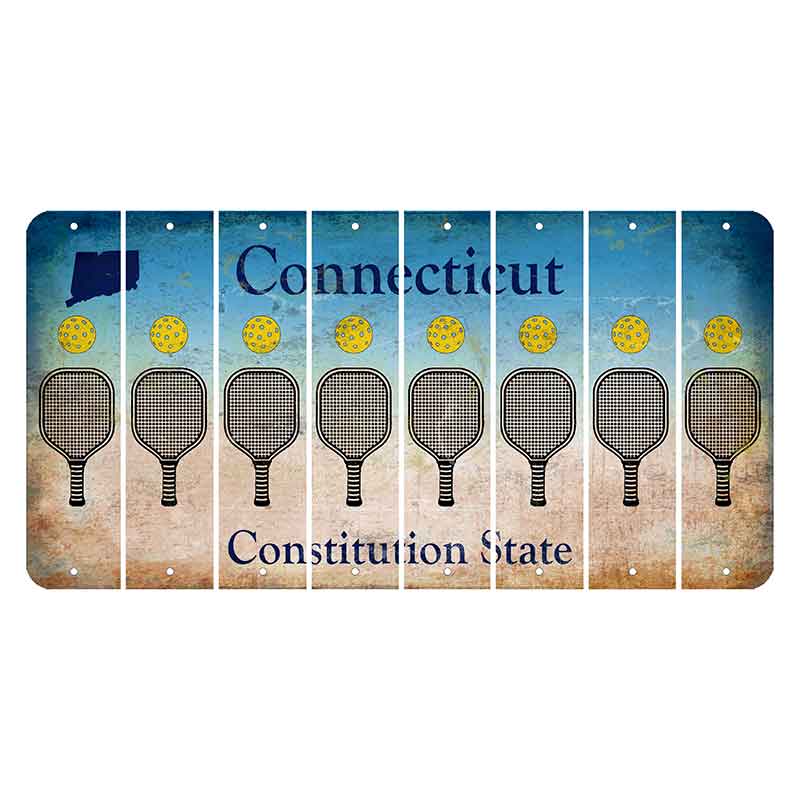 Connecticut Constitution State Cut License Plate Strips (Set of 8)