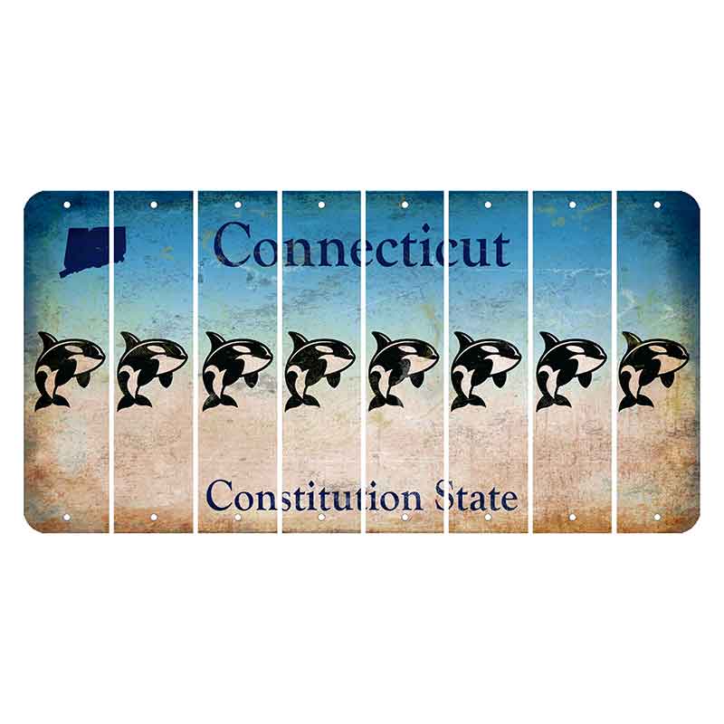 Connecticut Constitution State Cut License Plate Strips (Set of 8)