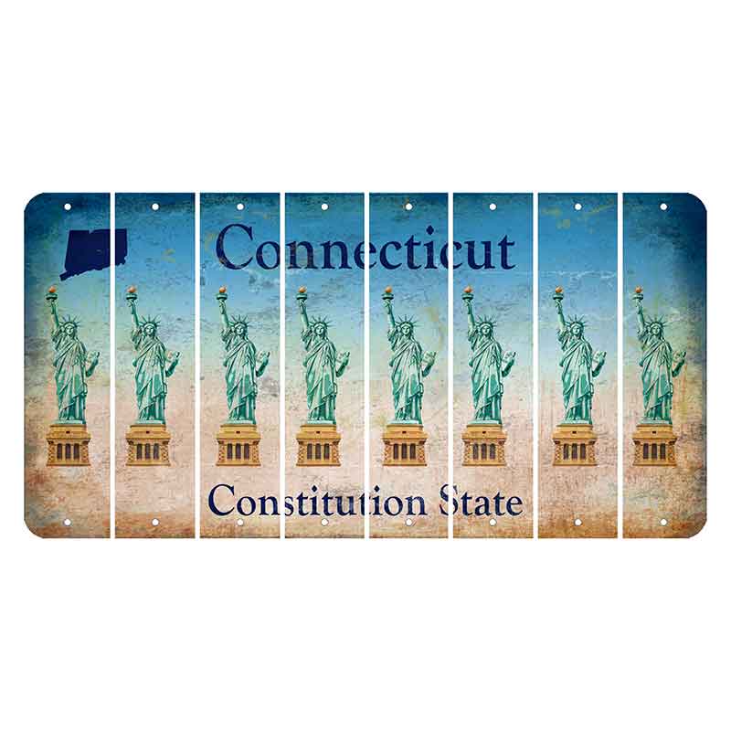 Connecticut Constitution State Cut License Plate Strips (Set of 8)