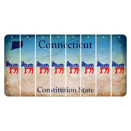 Connecticut Constitution State Cut License Plate Strips (Set of 8)