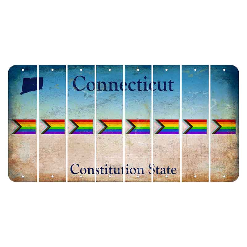 Connecticut Constitution State Cut License Plate Strips (Set of 8)