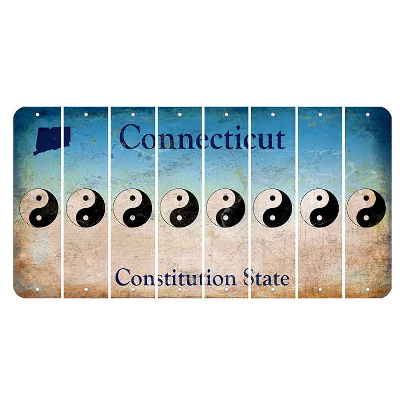 Connecticut Constitution State Cut License Plate Strips (Set of 8)