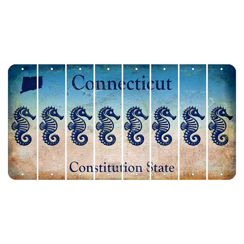 Connecticut Constitution State Cut License Plate Strips (Set of 8)