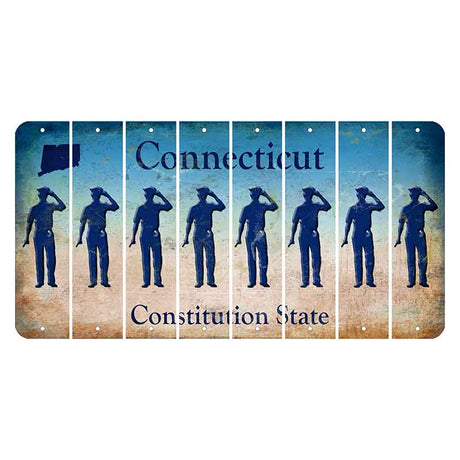 Connecticut Constitution State Cut License Plate Strips (Set of 8)