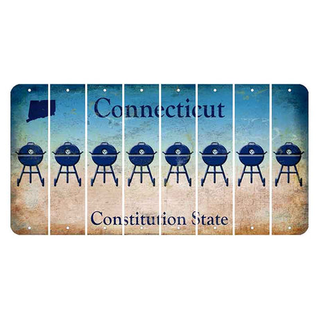 Connecticut Constitution State Cut License Plate Strips (Set of 8)