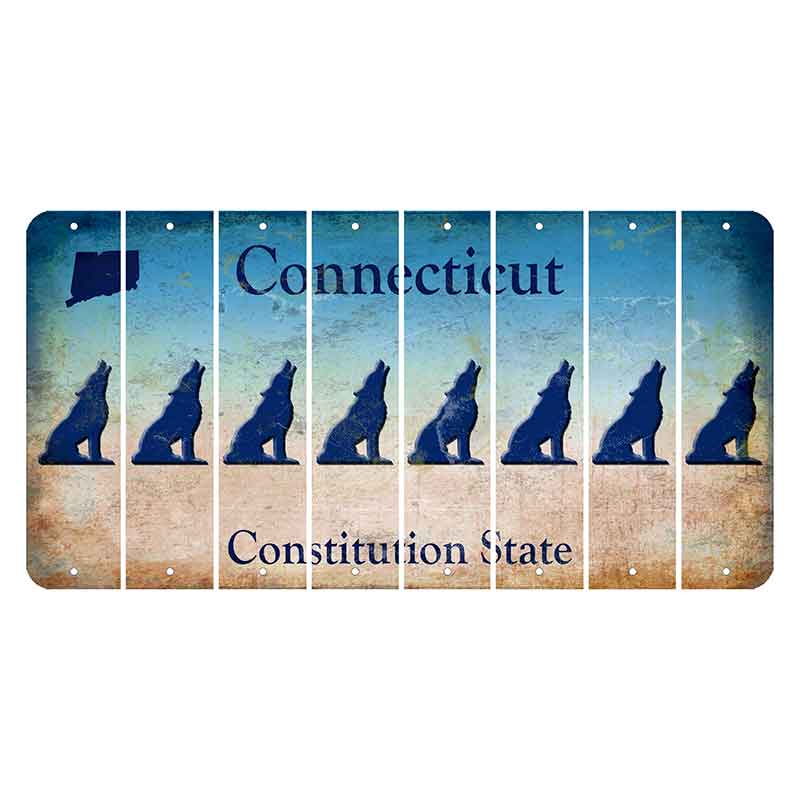 Connecticut Constitution State Cut License Plate Strips (Set of 8)