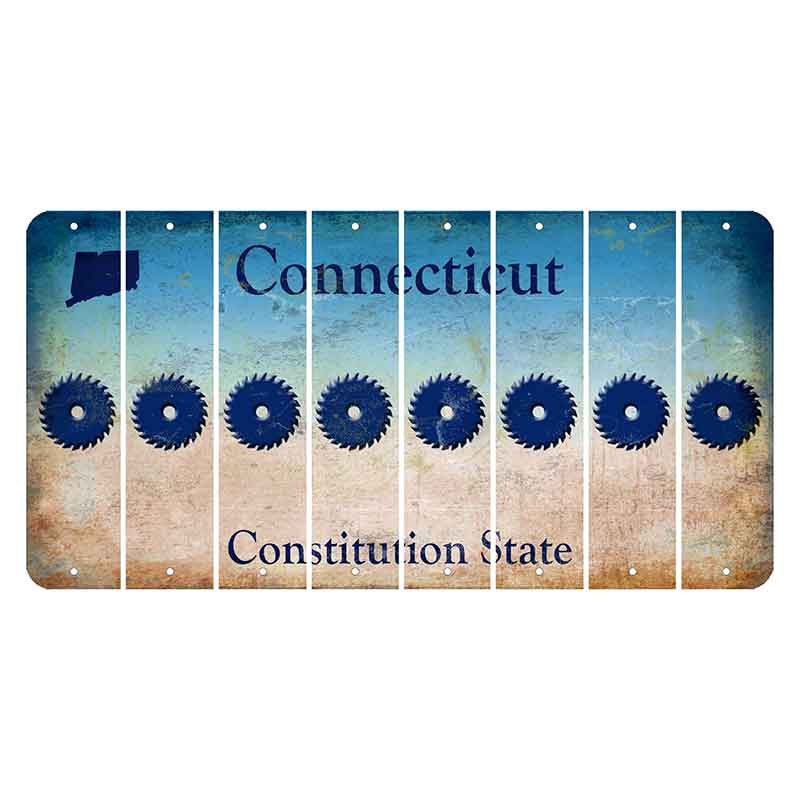 Connecticut Constitution State Cut License Plate Strips (Set of 8)