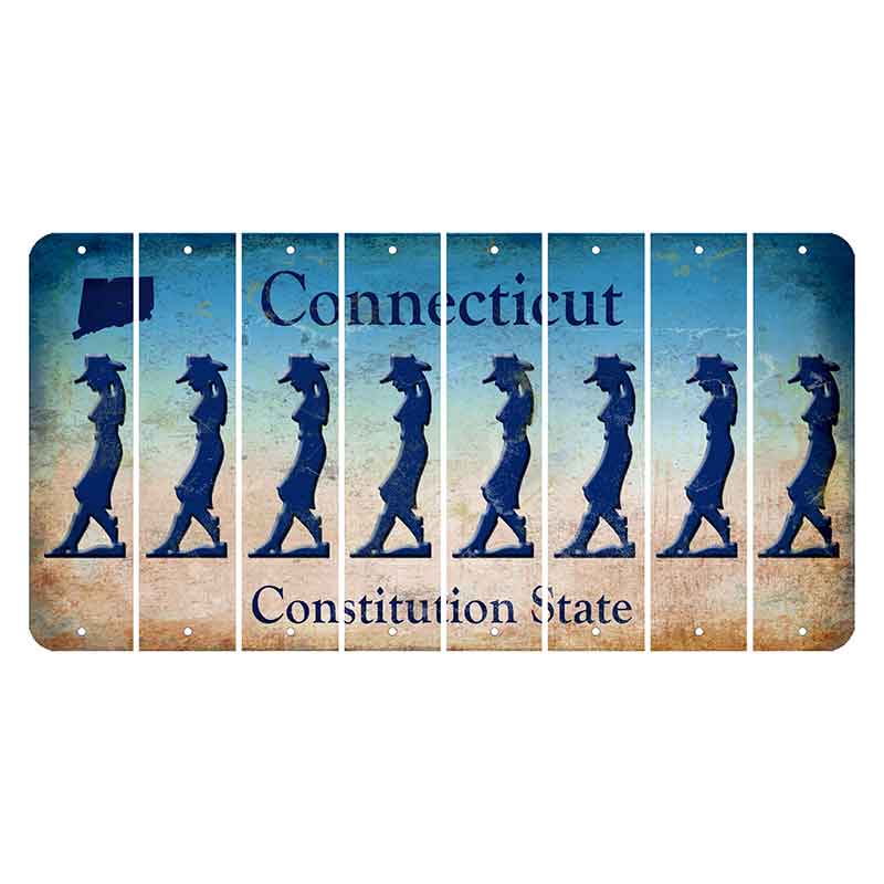 Connecticut Constitution State Cut License Plate Strips (Set of 8)