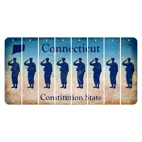 Connecticut Constitution State Cut License Plate Strips (Set of 8)