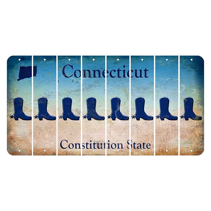 Connecticut Constitution State Cut License Plate Strips (Set of 8)