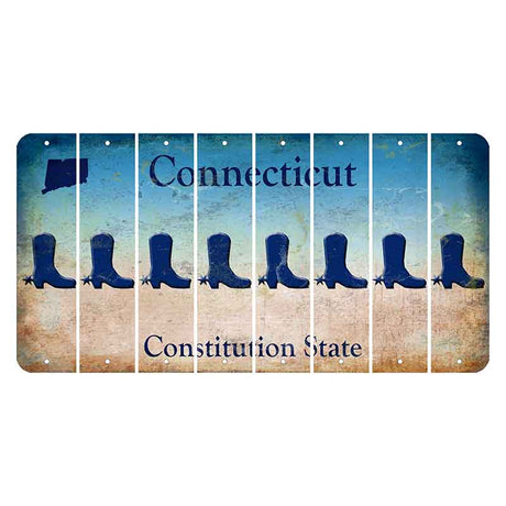 Connecticut Constitution State Cut License Plate Strips (Set of 8)